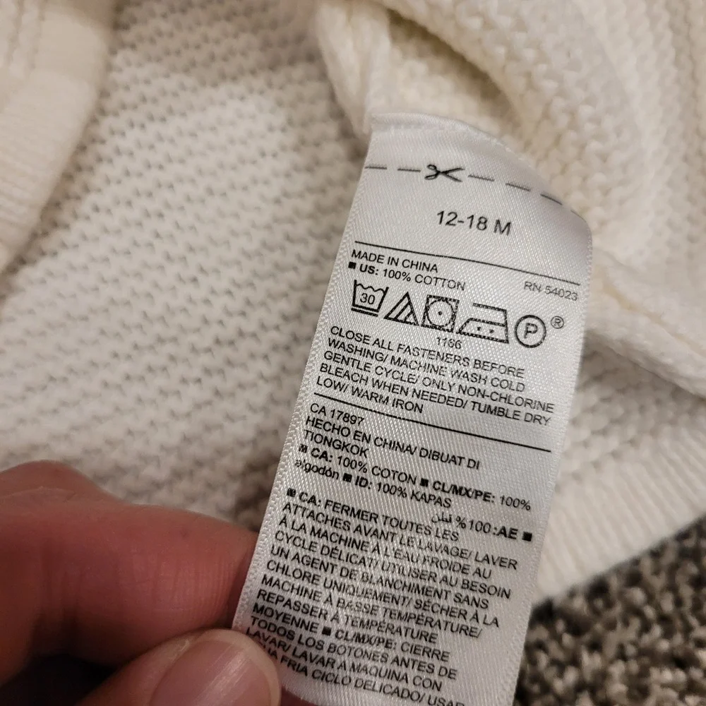 Old Navy Toddler Girls Cream Cotton Double Breasted Knit Cardigan Sweater 12-18M